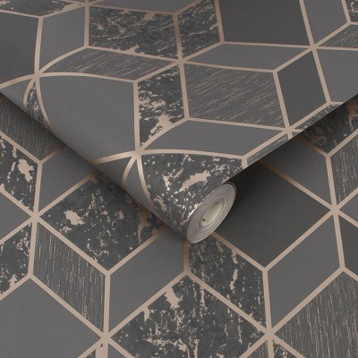 Grafitowa tapeta geometryczna 3D 107963