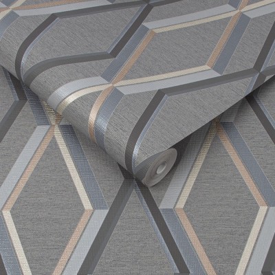 Szara tapeta geometryczna 108611