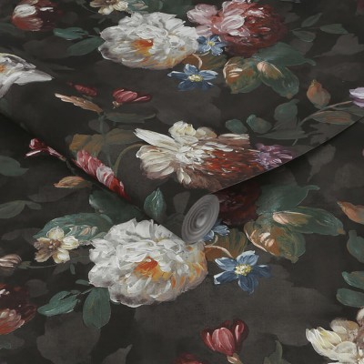 Czarana tapeta w kwiaty 108613